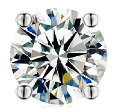 Moissanit Kolczyk 1szt Srebro 925 Gra Certyfikat